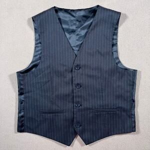 VTG Y2K 90s Youth Size 12 or Women's Small Black Pinstripe Vest Adjustable